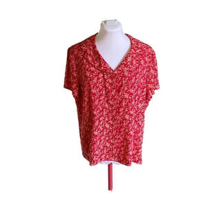 𝅺vintage Norton McNaughton Red Pattern Blouse, Lg.‎
